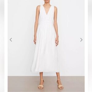 Vince Pleated Double V-Neck Dress